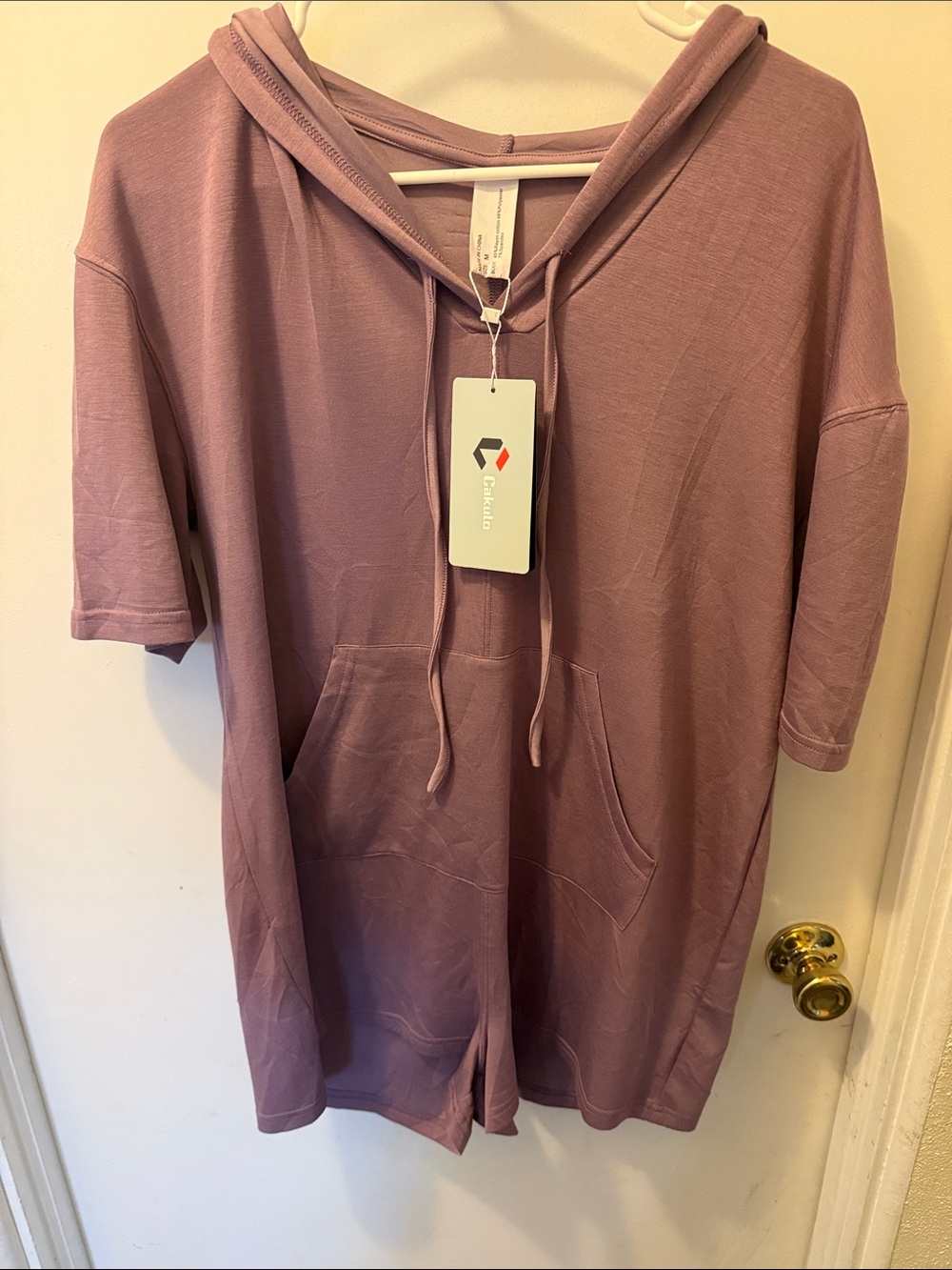 Cakulo Oversized Short Sleeve Hooded Romper in Dusty Lavender Mauve